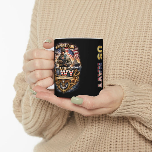 Support US Navy Ceramic Mug 11oz Printify