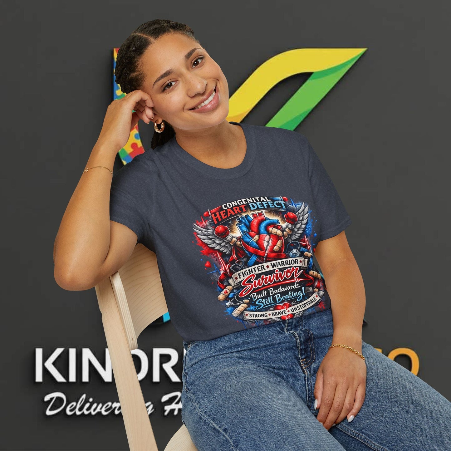 Congenital Heart Defect Survivor T-Shirt – Fighter Warrior Still Beating Awareness Tee Printify