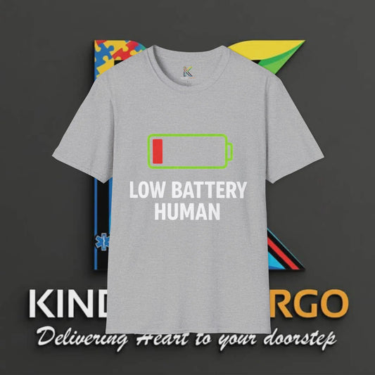 Low Battery Human T-Shirt — Funny Low Energy Graphic Tee Printify