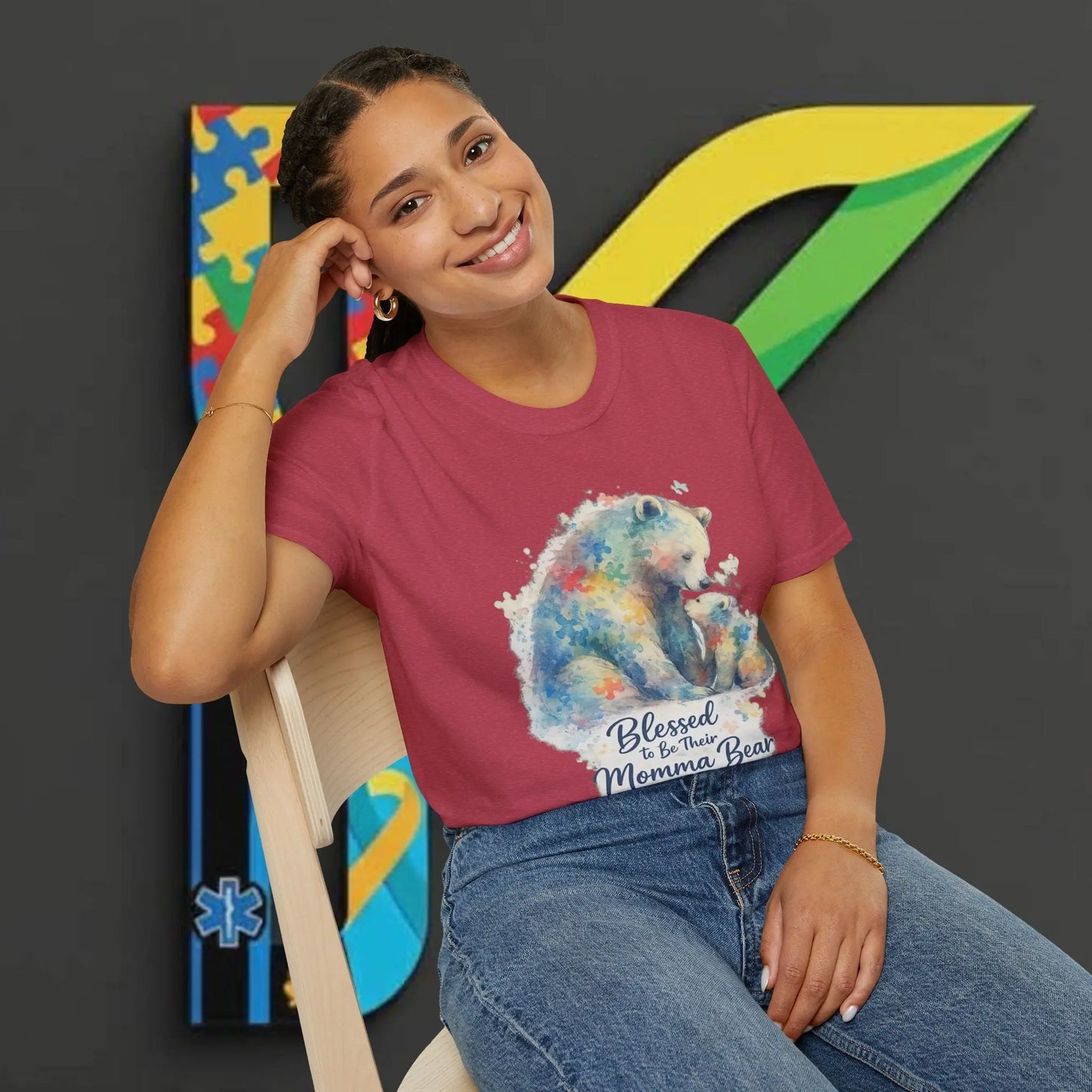 Blessed to Be the Momma Bear T-Shirt — Colorful Watercolor Bear Mother's Day Tee