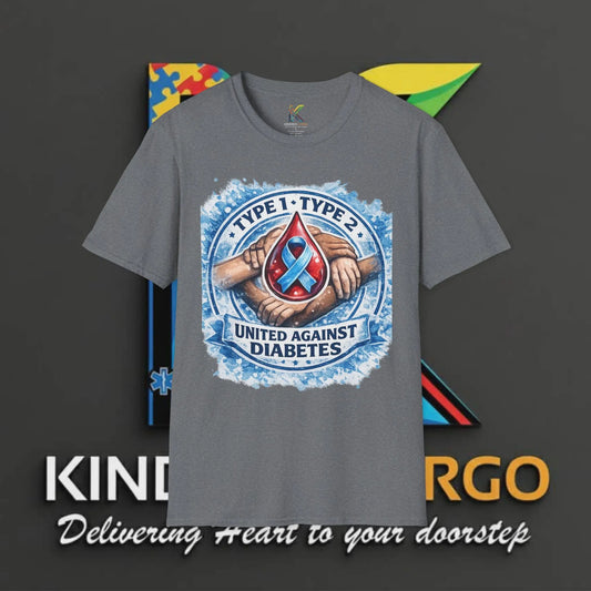 United Against Diabetes T-Shirt — Type 1 & Type 2 Awareness Ribbon Tee Printify
