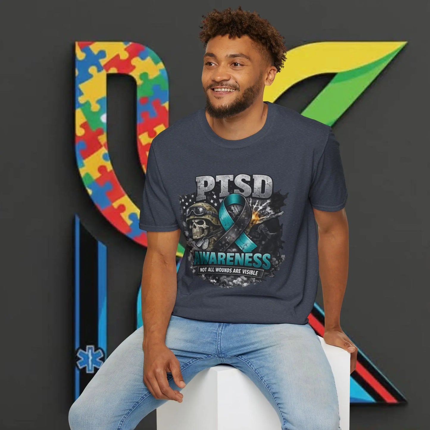 PTSD Awareness T-Shirt — Teal Ribbon Veteran Support Tee