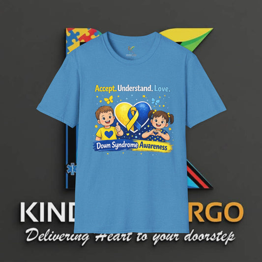 Down Syndrome Awareness T-Shirt — "Accept. Understand. Love." Kids Ribbon Design