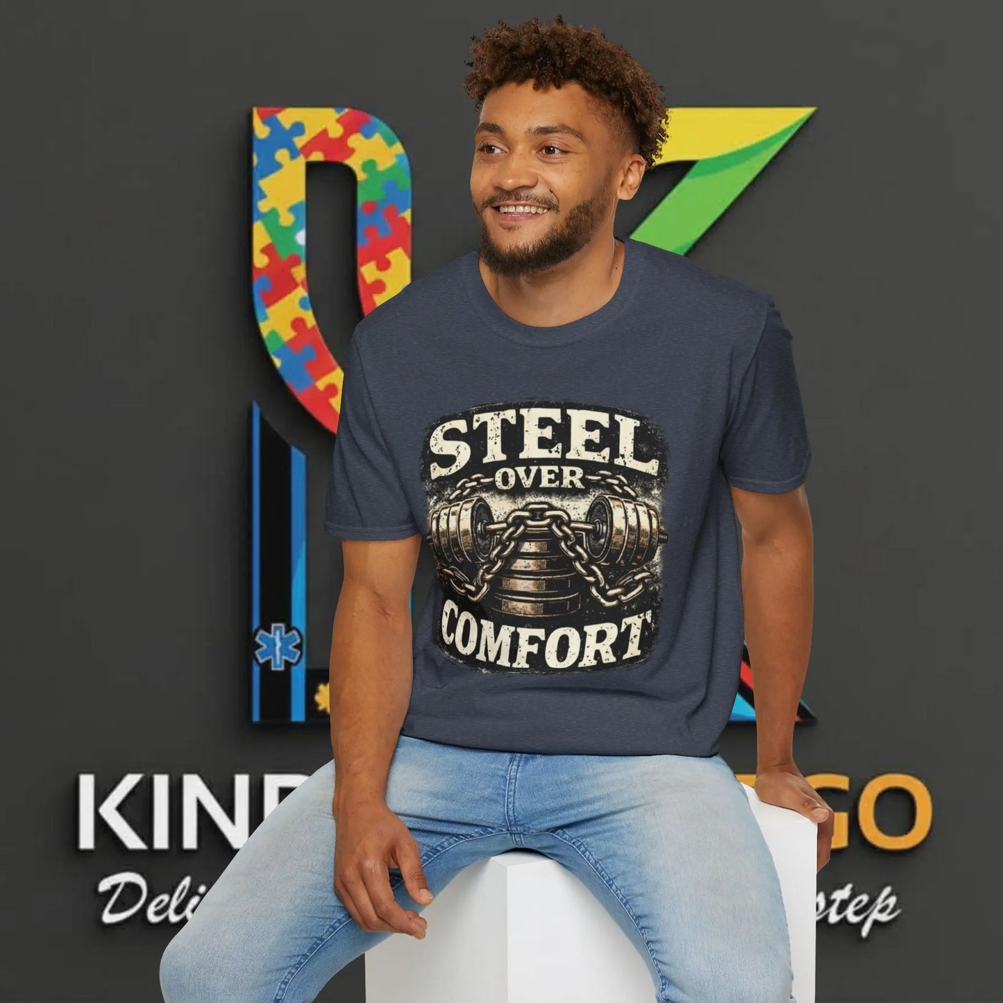 Steel Over Comfort T-Shirt — Weightlifting Gym Tee for Fitness Lovers Printify
