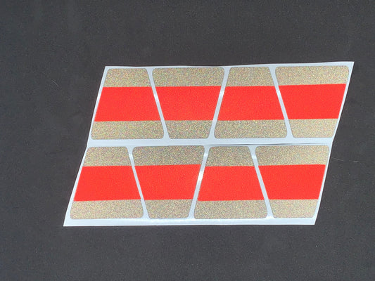 MATTE BLACK WITH MATTE RED LINE TRIPLE STRIPE REFLECTIVE HELMET (TET) TETRAHEDRON 8 PACK dkedecals