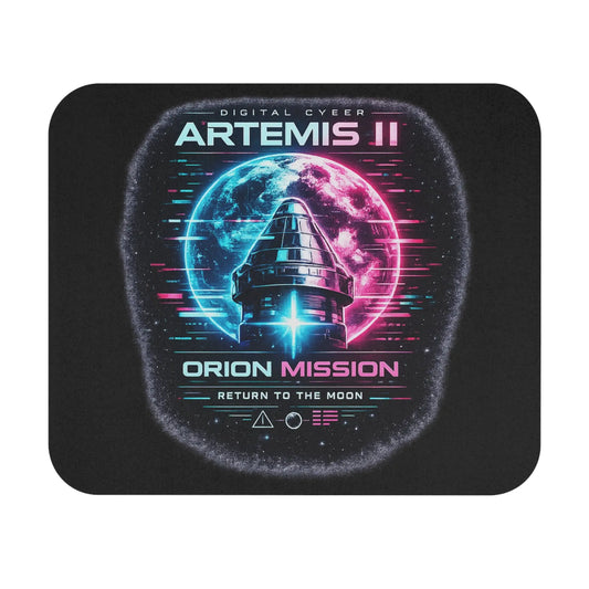 Artemis II Orion Mission Mouse Pad — Retro Neon Space Shuttle 'Return to the Moon' Printify