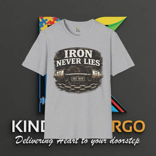 Iron Never Lies T-Shirt — Vintage Weightlifting Gym Tee Printify