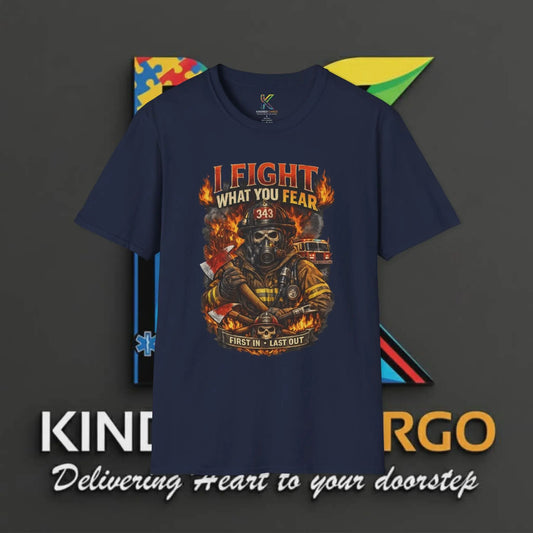 I Fight What You Fear Firefighter Skull T-Shirt Printify