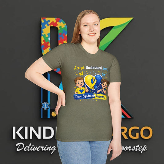 Down Syndrome Awareness T-Shirt — "Accept. Understand. Love." Kids Ribbon Design