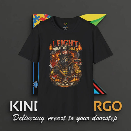 I Fight What You Fear Firefighter Skull T-Shirt Printify