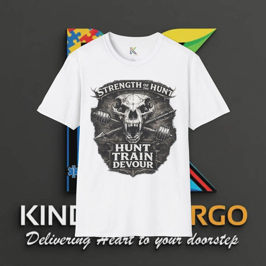 Hunt Train Devour T-Shirt — Strength of the Hunt Skull Design Printify