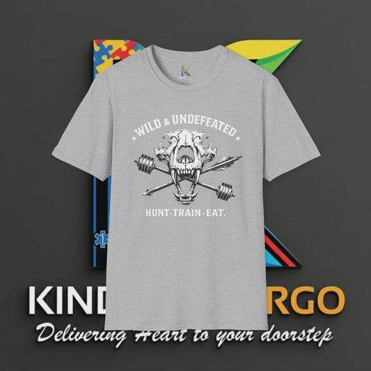 Wild & Undefeated Skull Tee — "Hunt. Train. Eat." Graphic T-Shirt Printify